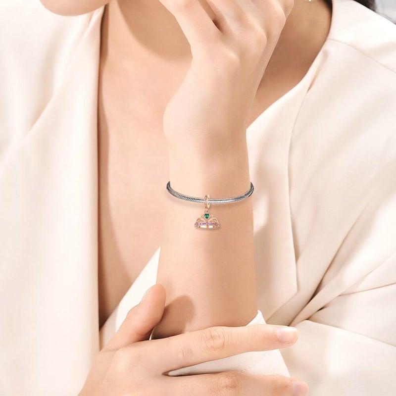 DATOUQI Queen Happy Birthday Hot Air Balloon Family Puppy Charm 925 Sterling Silver Charms for Bracelets and Necklaces Mother's Day Charms for Women - Image 3